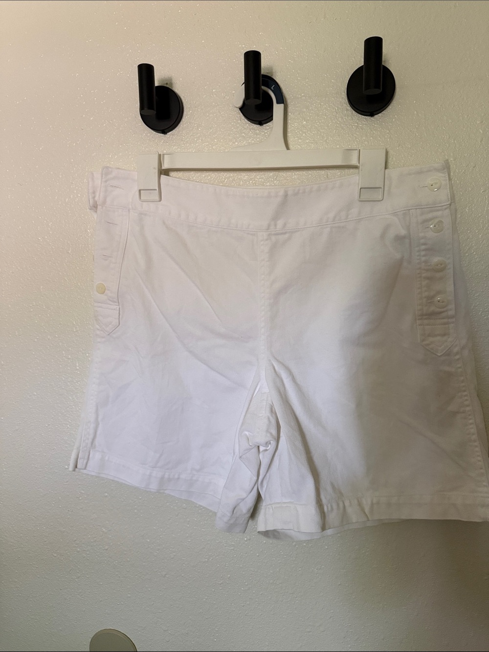 Ralph Lauren White Bermuda Shorts with Side Button Trim